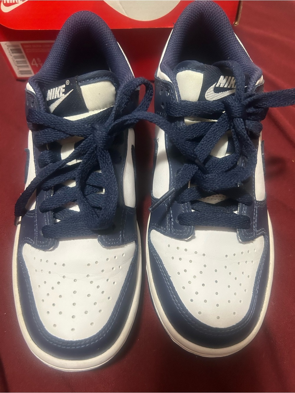 Nike Kids Navy and White Low-Top Sneakers with Lace-Up Closure